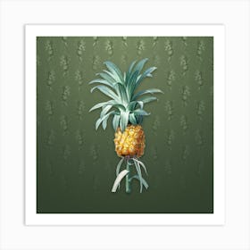 Vintage Pineapple Botanical on Lunar Green Pattern n.1195 Art Print