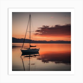 Sunset Sailboat Art Print