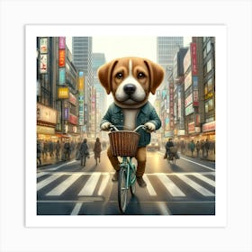 Dog On A Bicycle 1 Art Print