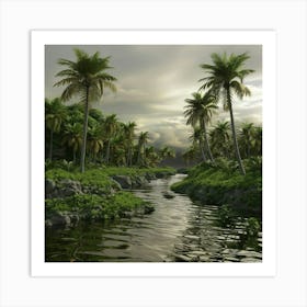 A 3d Render Of A Jungle Scene With A River And Pal Zy6g3gi8spcbqj39tkwshq Foo4xiuxsnccn1o 2x4eba Art Print