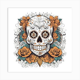 Day Of The Dead Skull 1 Art Print