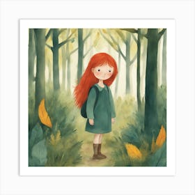 Girl In The Woods Art Print