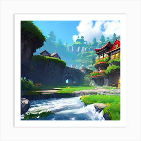 Village In The Mountains Art Print