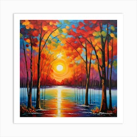 Sunset In The Forest 3 Art Print