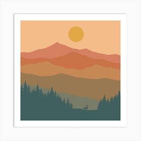 Sunset In The Mountains Art Print