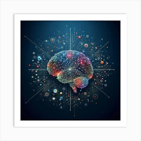 Brain On A Dark Background Art Print