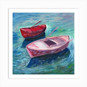 Two Boats - Anton Maliar square sea water hand painted impressionism Affiche