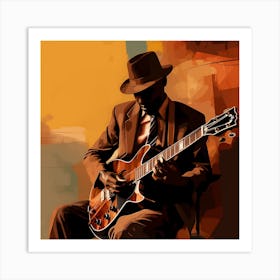 Blues Musician Playing Guitar 1 Art Print