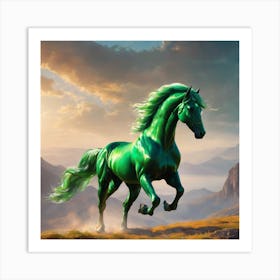 Majestic Green Stallion Art Print