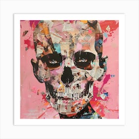 Skull On Pink Art Print