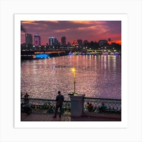 Sunset Over The Nile River Art Print