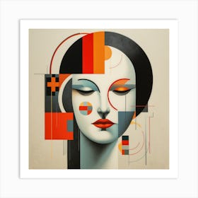 Abstract Bauhaus Finnish Woman 04 Art Print