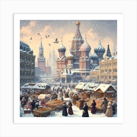 Moscow Winter Market Art Print