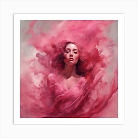 Pink Girl In Pink Smoke Art Print