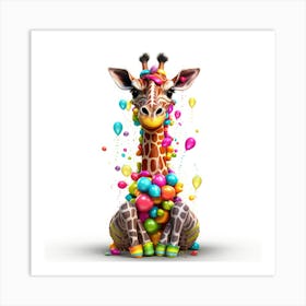 Birthday Giraffe 4 Art Print