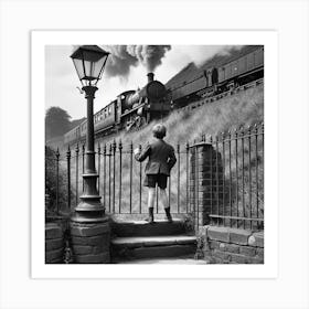 Boy And A Train Art Print