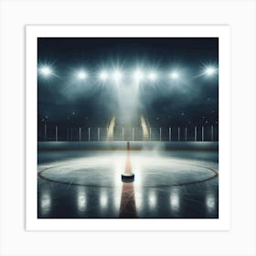 Hockey Rink At Night Art Print