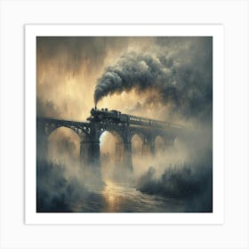 Steam Train On A Bridge 2 Art Print