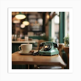 Vintage Telephone In A Cafe Art Print