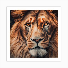 Lion Portrait Hyper Realistic Art Print