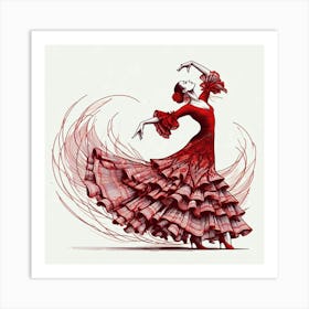 Line Art Flamenco Dancer 1 Art Print