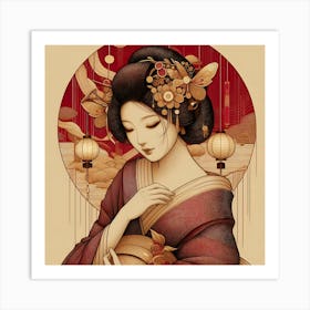 Creative Geisha Illustration 62 Art Print