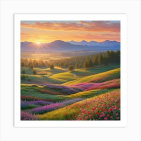 Sunset In The Meadow 1 Art Print