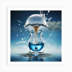 Hourglass With Water Splash Art Print