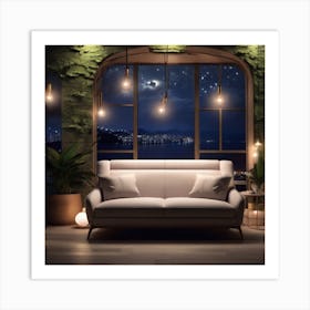 Living Room At Night Art Print