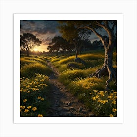 Sunset In The Meadow 18 Art Print