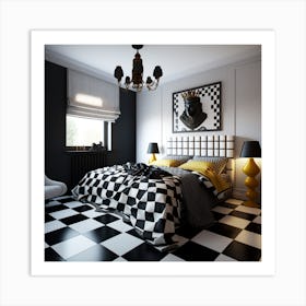 Checkered Bedroom Art Print