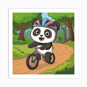 A Cute Panda Is Riding A Bicycle Down A Swdf0kntqdcbskgu J2yiw Wqduc87ormohyqyyq7q7vq Poster