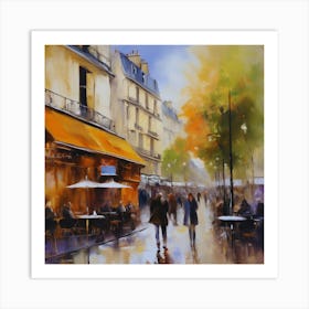 Paris Cafes.City of Paris. Cafes. Passersby, sidewalks. Oil colours.10 Art Print