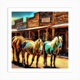 Horses In The Old West 3 Art Print