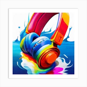 Colorful Headphones Art Print