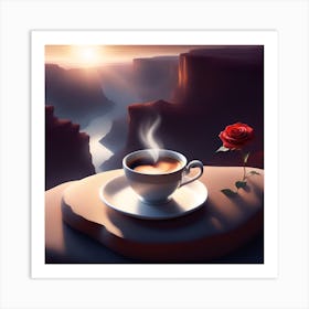 Coffee And Roses Art Print