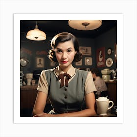 Girl In A Cafe Art Print
