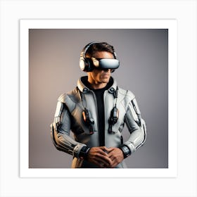 Futuristic Man Wearing Vr Glasses Art Print