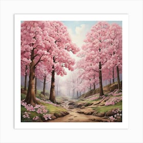 Cherry Blossoms In The Forest Art Print Art Print