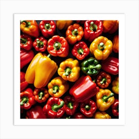 Colorful Peppers On Black Background 8 Art Print