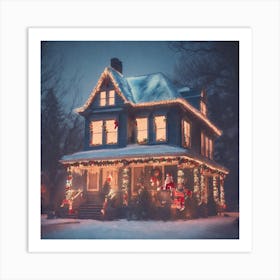 Christmas House Stock Videos & Royalty-Free Footage 2 Art Print