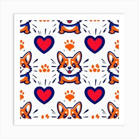 Corgi Pattern Art Print