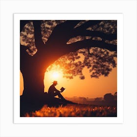 Reading Under The Tree Art Print