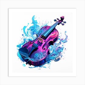 Violin With Water Splashes Art Print