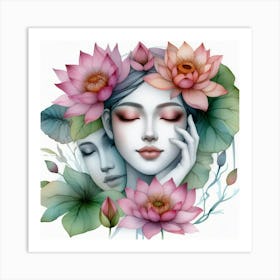 Lotus Flower Painting 2 Art Print