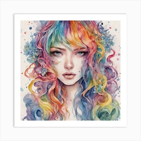 Rainbow Haired Girl Art Print