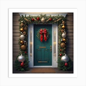 Christmas Decoration On Home Door Trending On Artstation Sharp Focus Studio Photo Intricate Deta (1) Art Print