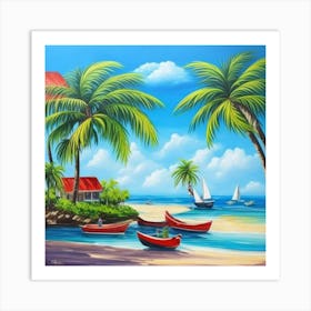 Boats On The Beach Art Print