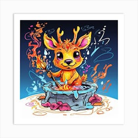 Deer In A Pot 1 Art Print