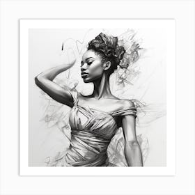 Black Woman In A Dress Art Print